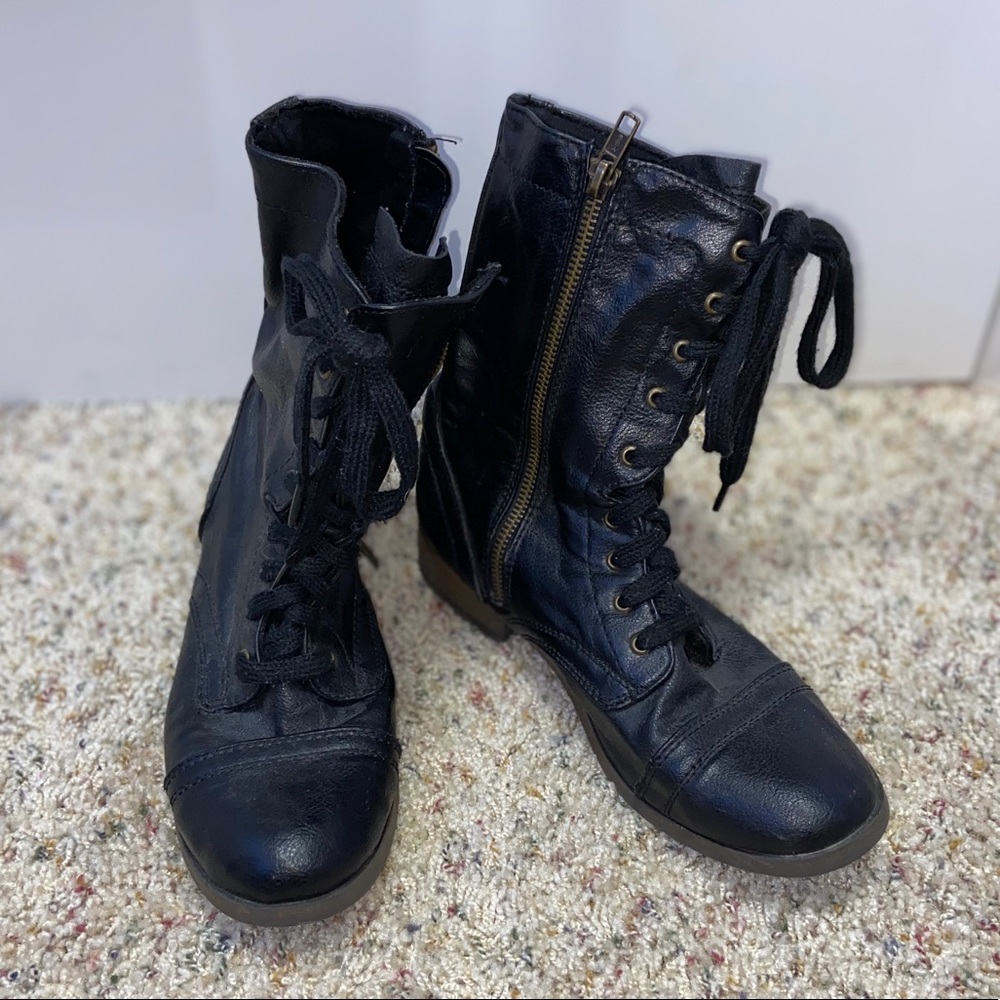 black combat boots